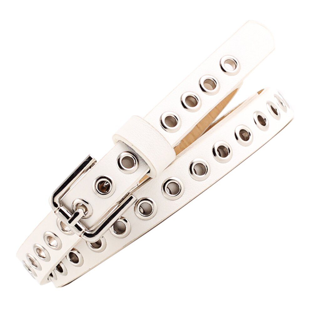 Ceinture avec trous ceinture femme bracelet en cuir PU ceinture mince ceinture féminine accessoires ceinture femme noir blanc rouge