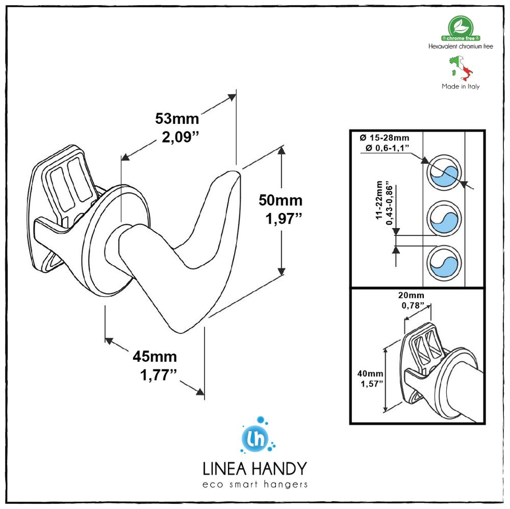 4 pezzi Coppia di appendini "Vip" per radiatori scaldasalviette. Innovativo porta asciugamani, lo monti in 30 sec. (senza fori sulle piastrelle, niente colla necessaria)