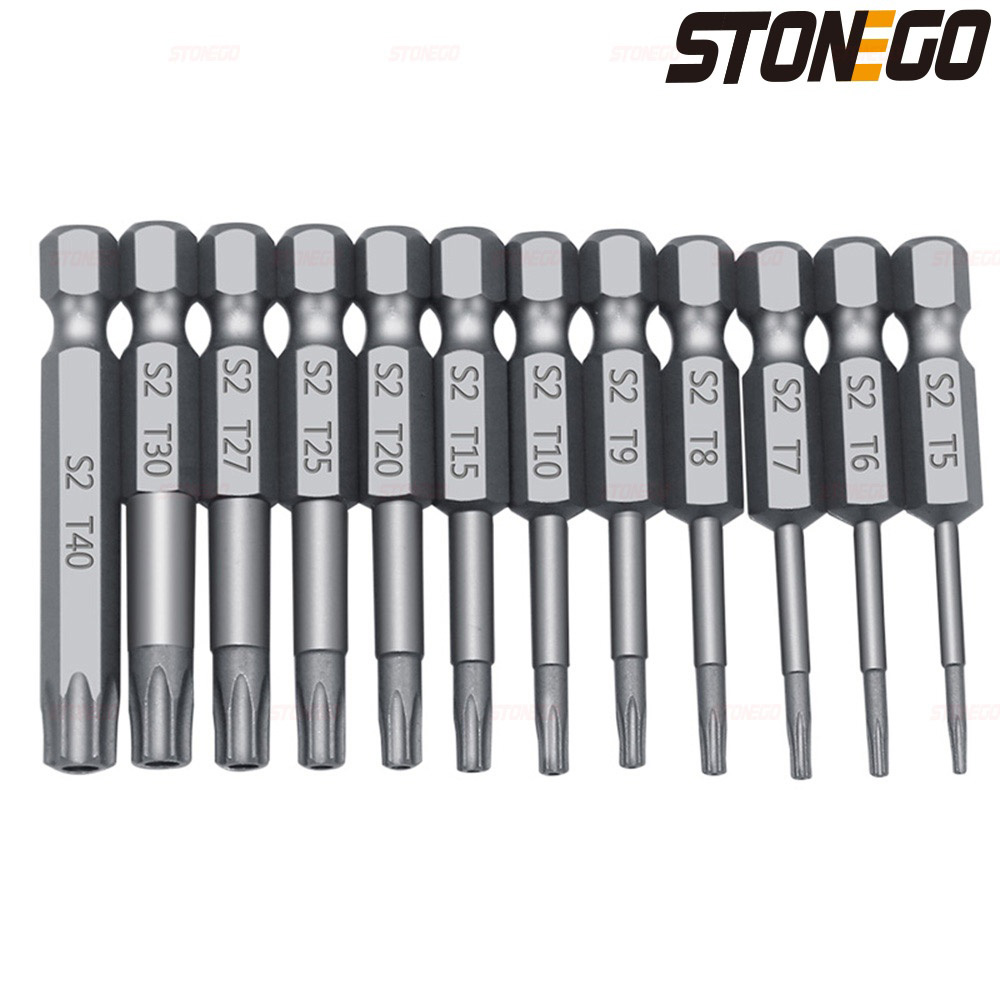 Stonego skruvmejselbitsset 50mm/75mm/100mm skruvmejselborr skruvmejselbits torx platt huvud 1/4 " sexkantsbits