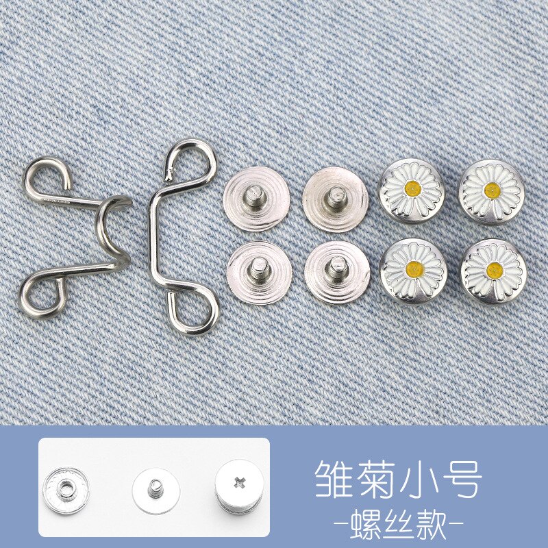 Draai Taille Artefact Pin Accessoires Nail-Gratis Broche Jeans Jas Broek Taille Aanpassing Pin Afneembare Universele Vaste Knop: screw daisy-S