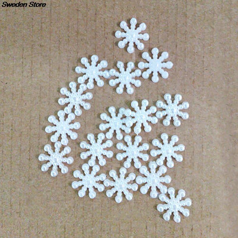 100Pcs 12Mm Witte Parel Hars Sneeuwvlok Flatbacks Versieringen Diy Telefoon Kerstversieringen Scrapbooking Ambachten