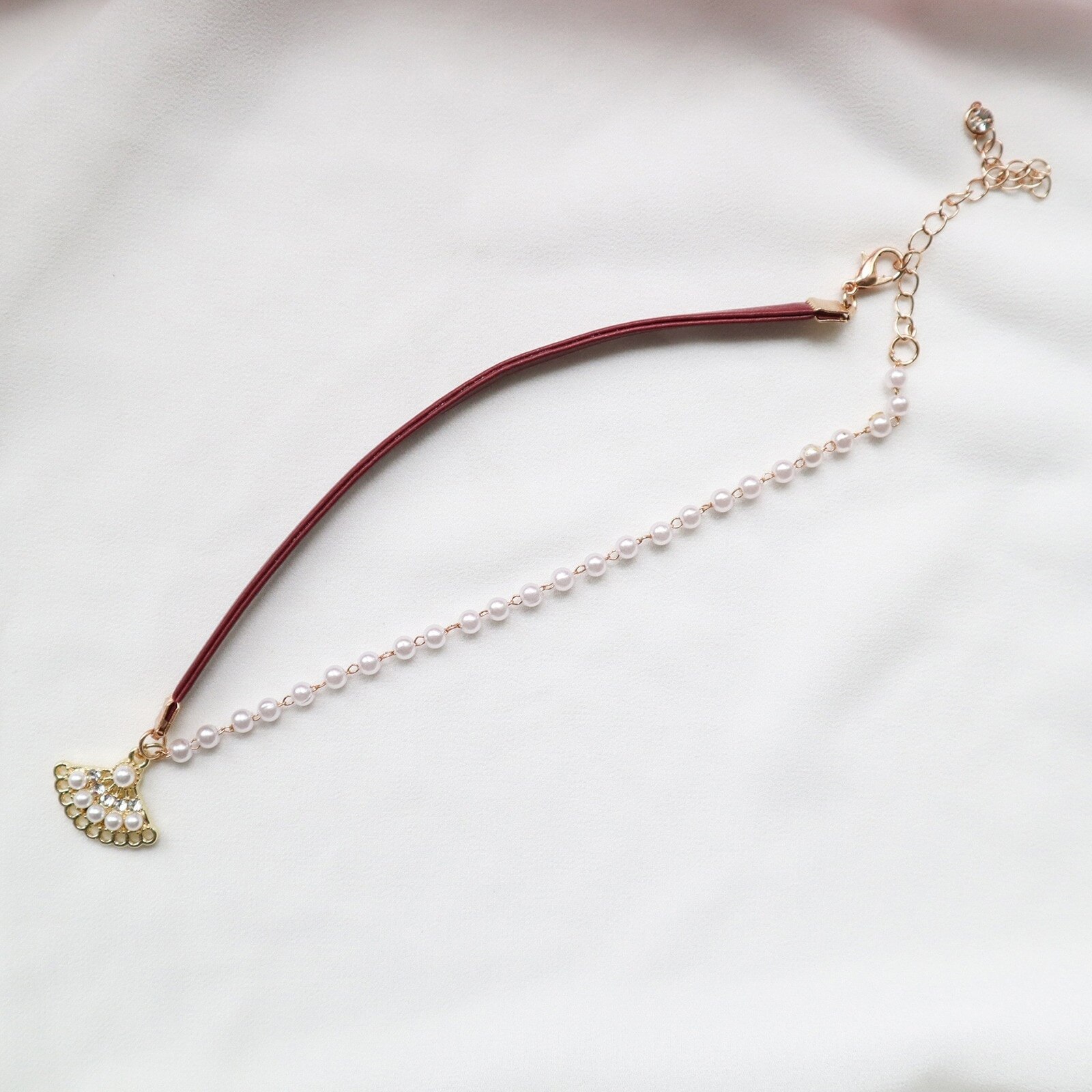 Doreen Box Velvet Choker Necklace Wine Red Rose Flower Crane Pendants Women Collar Chains Party Club Girls Jewelry,1PC: 5
