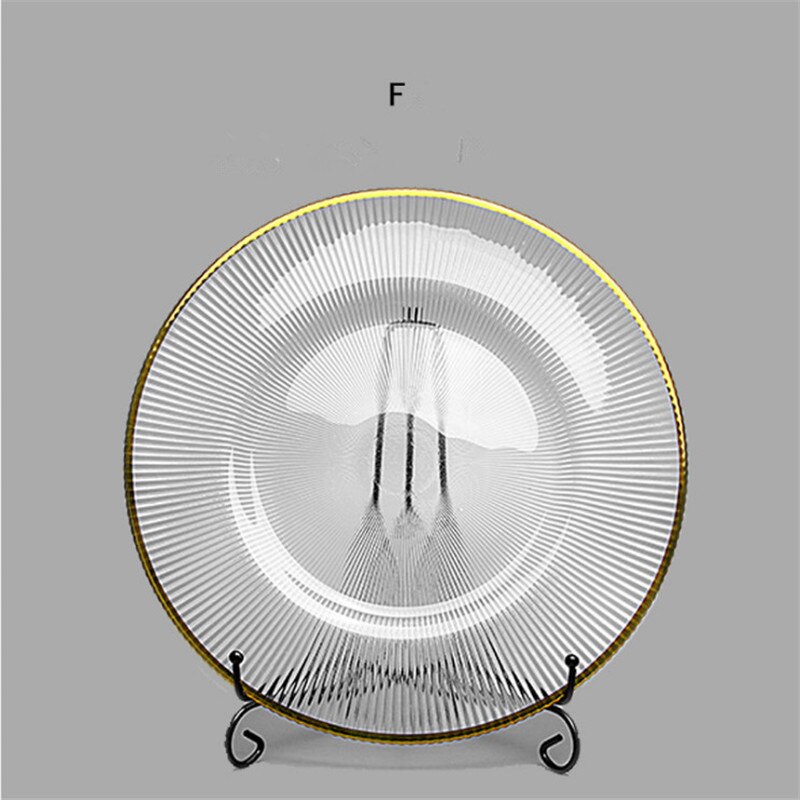 2pcs Glass Dinner Plates Gold Inlay Steak Cake Dessert Charger Plate Table Buffet Dishes Table Service Plates for Wedding Party