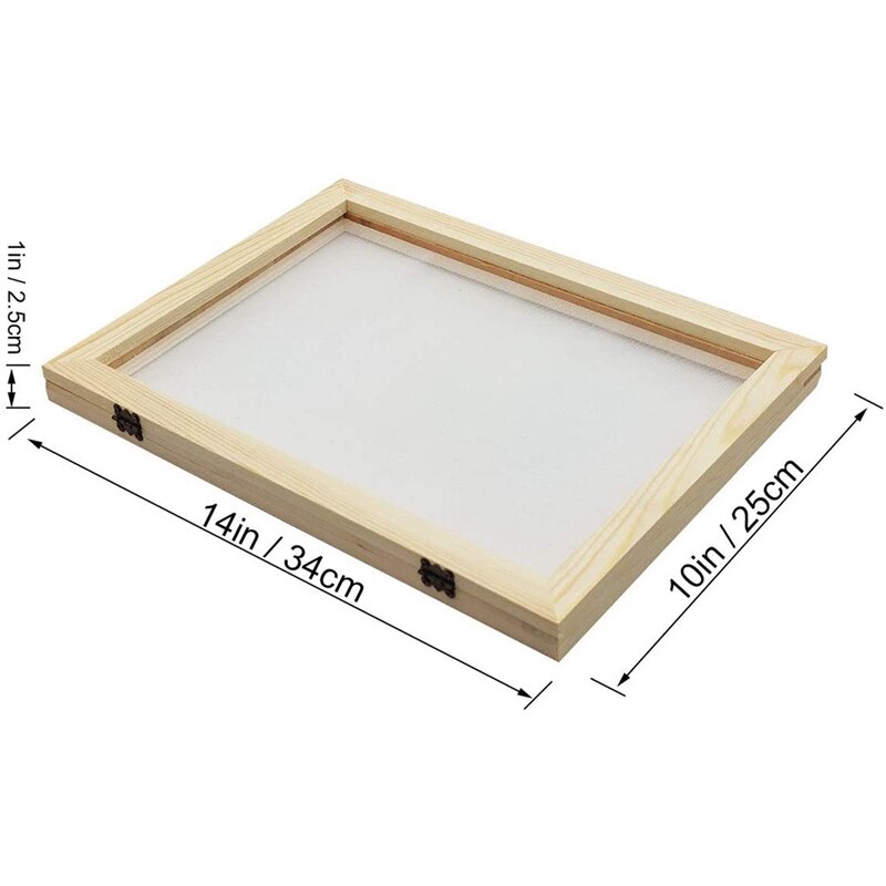 Wooden Paper Making Papermaking Mould, 10X14 Inch Screen Printing Frame For DIY Paper Craft And Dried Flower Handcraft