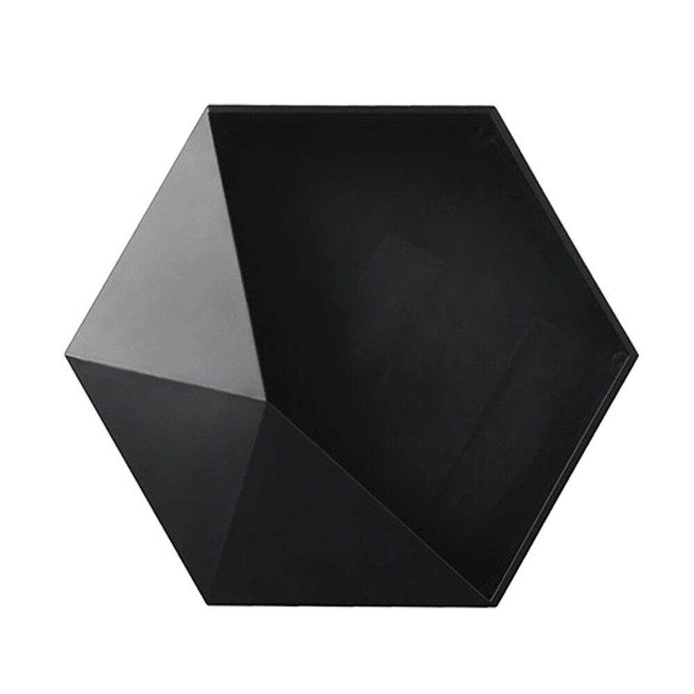 Nordique hexagone étagère tenture murale salon mural géométrique sans poinçon décoration murale salle de bain étagère organisateur: Black