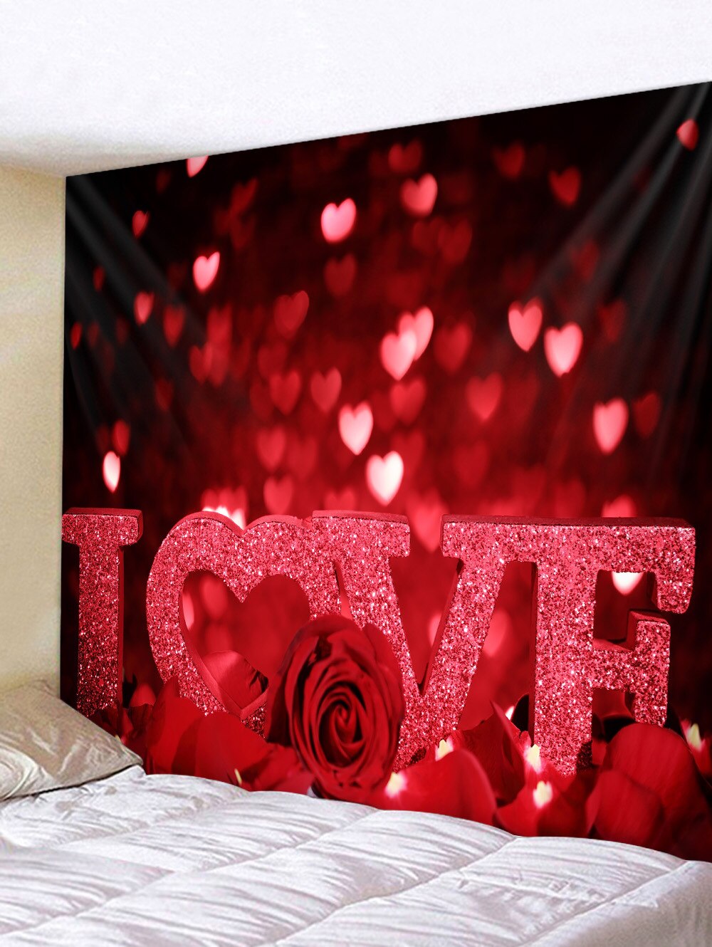 Bruiloft Decor Tapijt Muur Stof Hippie Boho Liefde Rose Tapijt Muur Opknoping Valentijnsdag Dorm Matras Muur Tapijt: 4 / 150x150cm