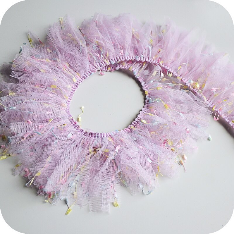 2 meter 6 färger färgglada godis tofs gasväv blomma kjol fåll hand, diy, docka, klänning, kjol, accessoarer.: Lila