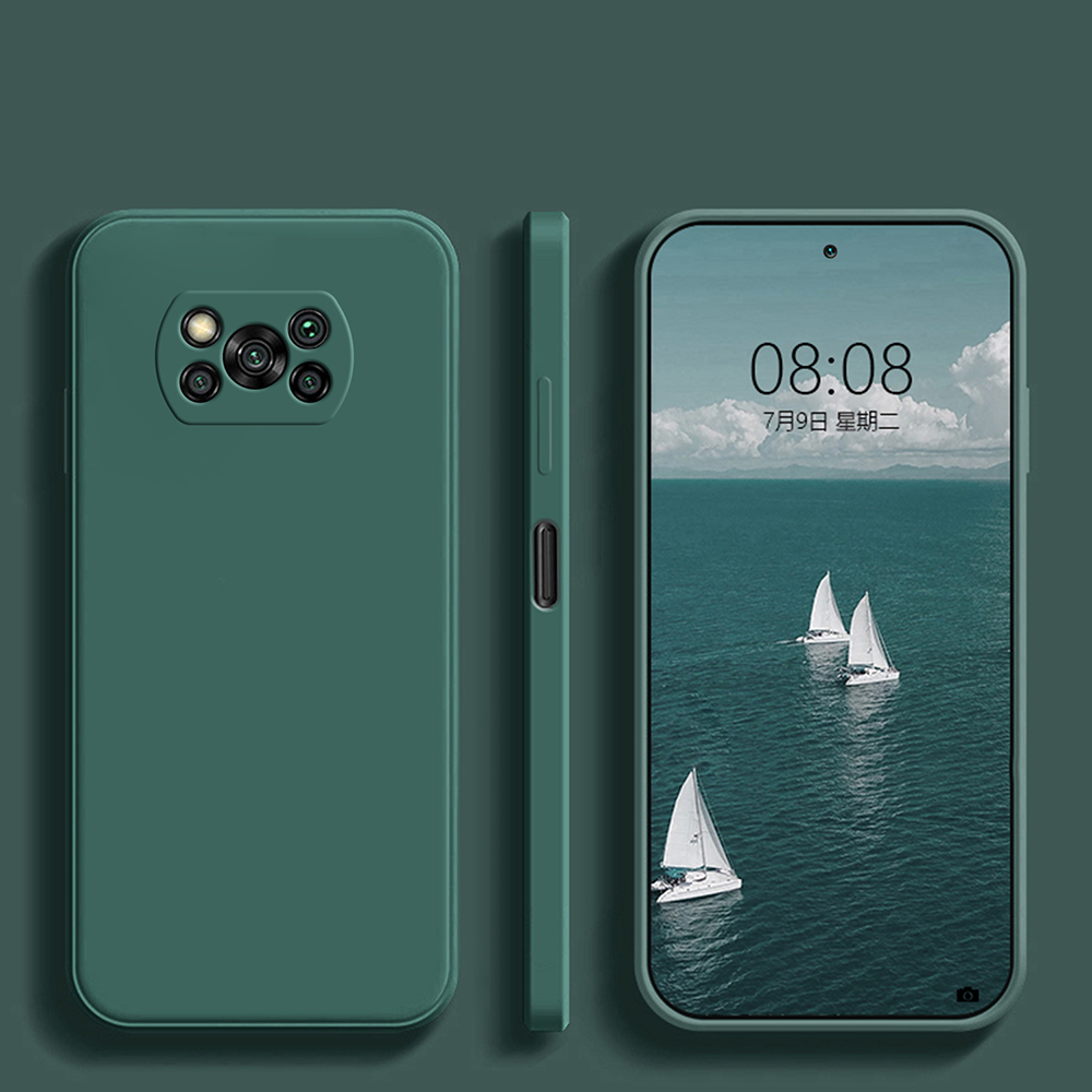 Luxo original caso de telefone de silicone líquido para xiaomi poco x3 x 3 pro nfc x3pro pocox3 pro casos macios para poco x3 pro capa traseira: PU / Verde exército