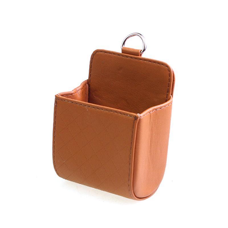 Auto Air Vent Opbergtas Organizer Case Universele Lederen Auto Outlet Gsm Houder: Bruin