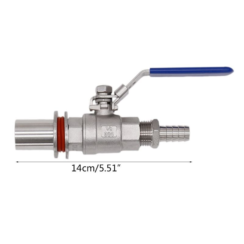 1/2\" 304 stainless steel welding-free compact ball valve and barb 95AA