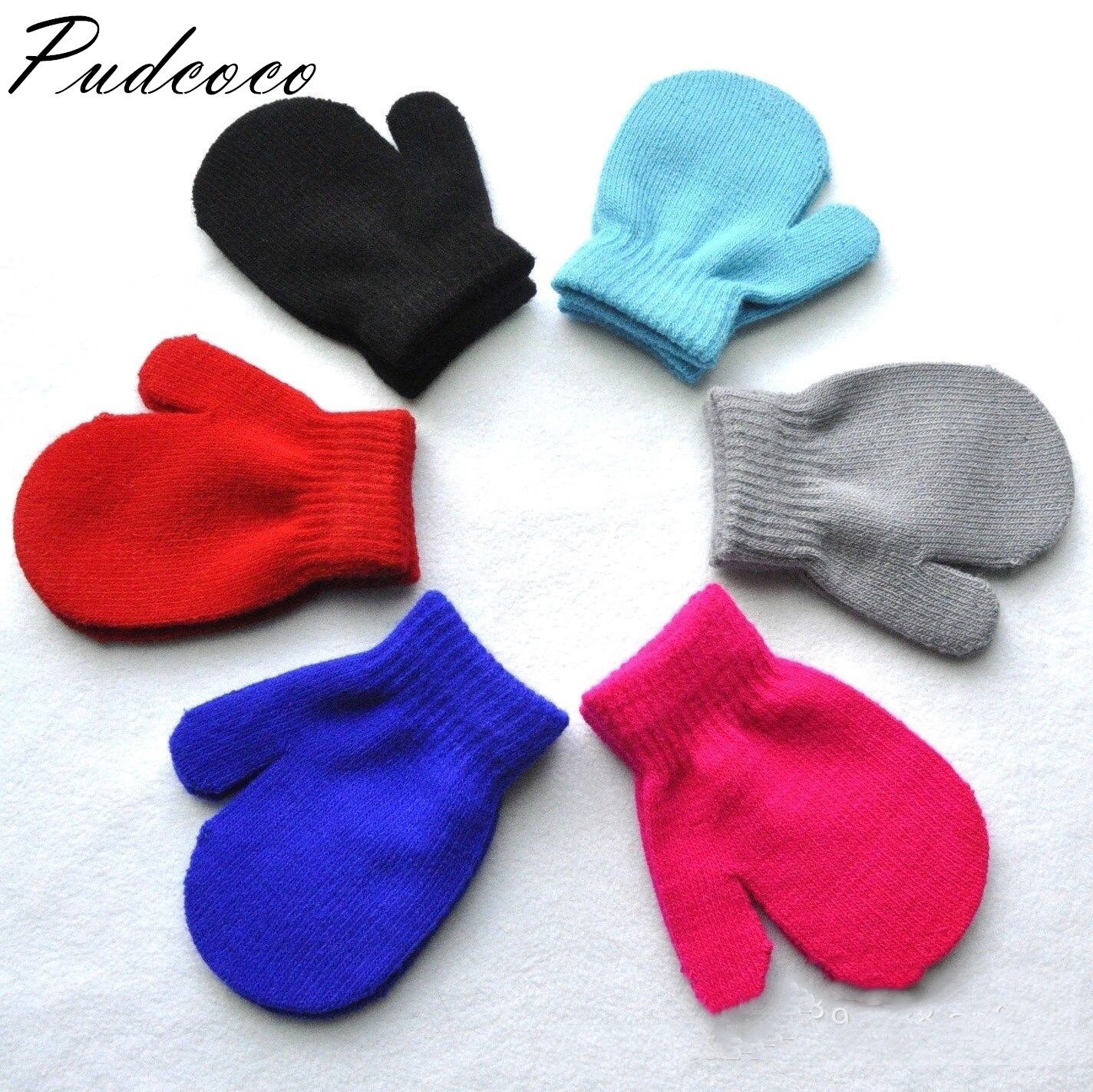 Pudcoco 2019 Nova Marca Da Criança Do Bebê Luvas Meninos Meninas Sólidos Crianças de Inverno Luvas Quentes Mittens 7 Cores