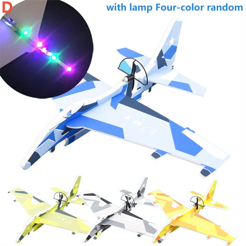 DIY Aircraft Assembled Electric Glider EPP Foam Hand Throwing Plane Flight Simulation Fighter with LED Toys for Children