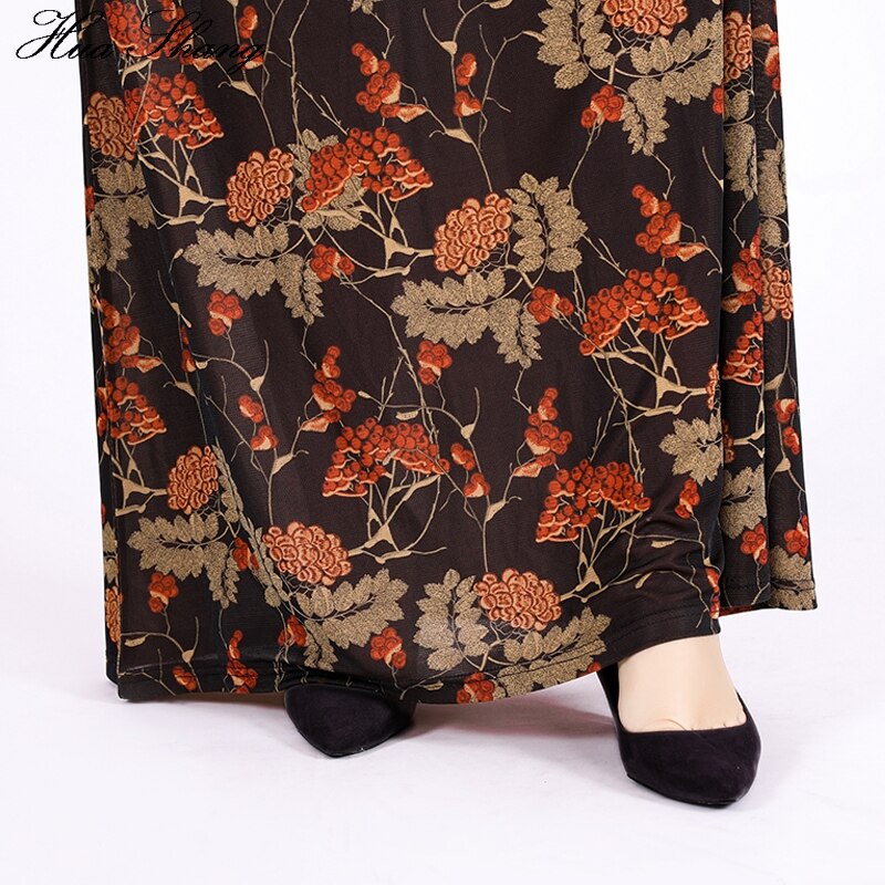 6xl plus size lange kjoler med lange ærmer kvinder sommer retro blomsterprint vintage kjole lommer gulv længde festkjole