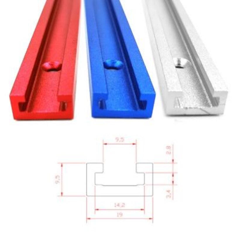 T-slot Miter Track Jig T Screw Fixture Slot 19x9.5mm Table Saw Router Table 300-600MM Chute Rail Woodworking Tool