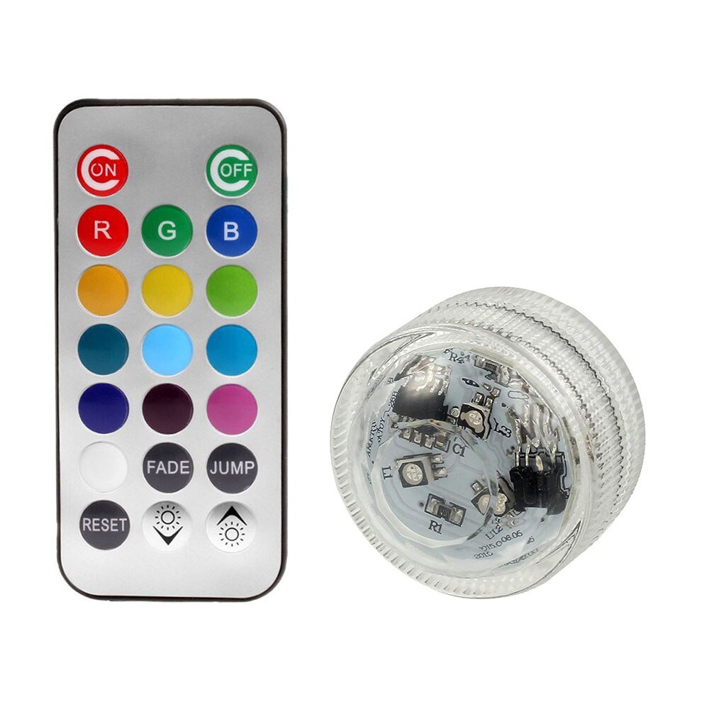 Ip68 waterdichte, veelkleurige onderwaterlampen met 3 leds, op batterijen, rgb-nachtlampje voor aquariums, afstandsbediening: 1 afstandsbediening 1 lamp