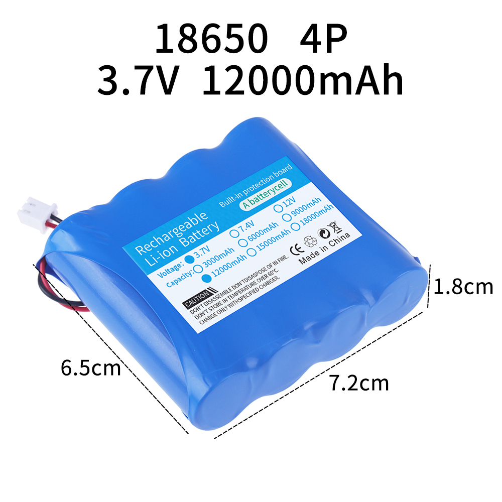 3.7V Lithium Battery Pack 18650 3000mAh 6000mAh 9000mAh 12000mAh for Fishing LED Light Bluetooth Speaker Emergency DIY batteries: Pink