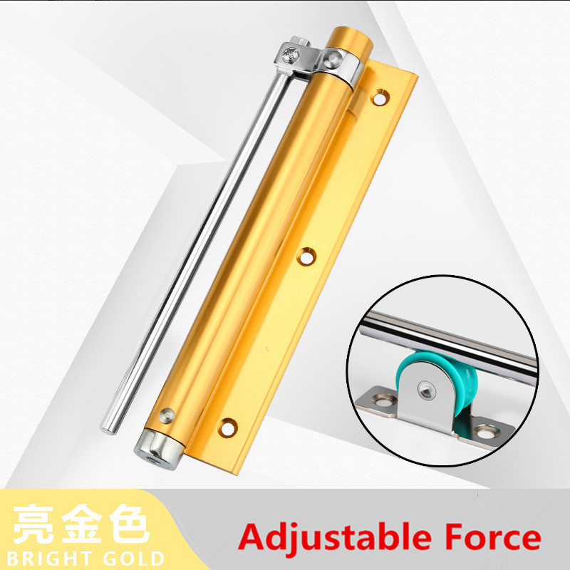 Aluminum Alloy Upgrade Pulley Mute Door Closer Adjustable Force Automatic Door Closing Device Smooth Silent use for Types Doors: Gold