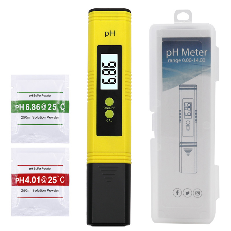 High Accuracy 0.01 LCD Digital PH Meter Tester for Water Food Aquarium Pool Hydroponics Pocket Size PH Tester Large LCD Display: yellow box