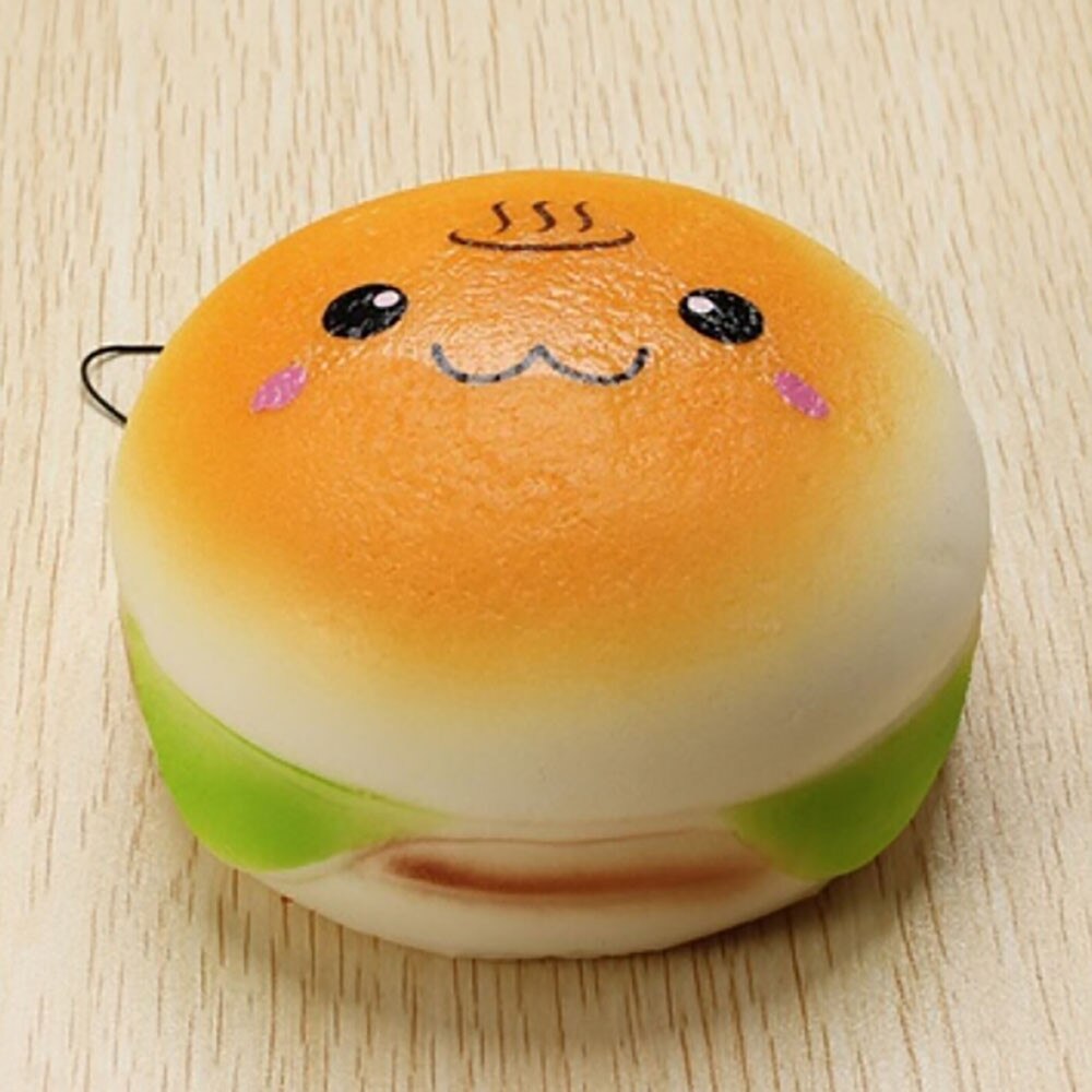 Relax toys 10cm Squishy Hamburger Toy amusing Lovely Bread Bun Cellphone Bag Strap Pendant Charms fascinating decorator D301227