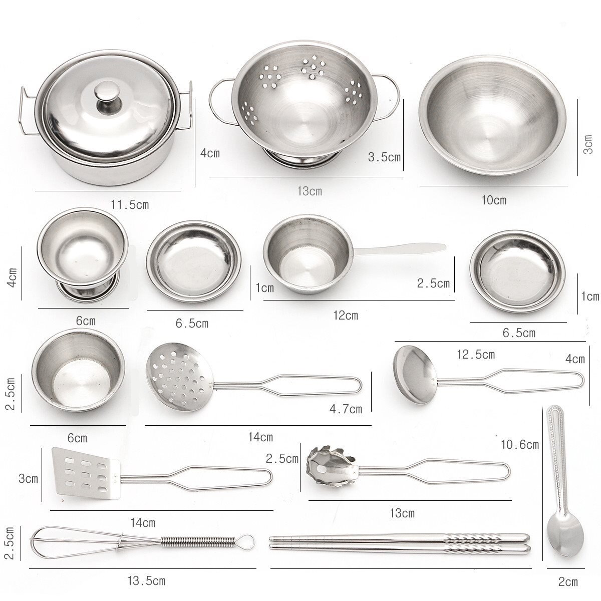 16Pcs Mini Rvs Keuken Model Kid Speelgoed Set Potten Pannen Gerechten Cookware Simulatie Speelhuis Speelgoed Kit