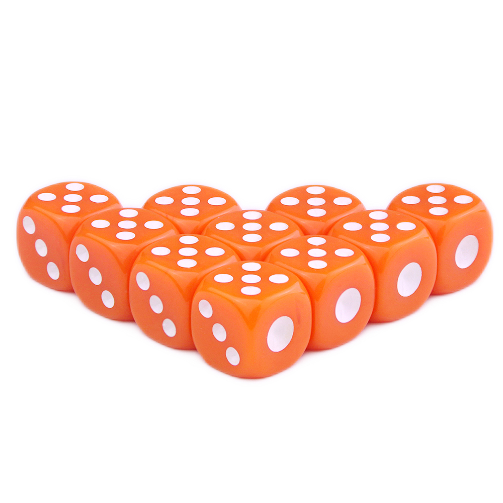 D6 jeu petits dés 14mm 10 pièces accessoires de points Standard pour jeu de société, jeu de table: Orange
