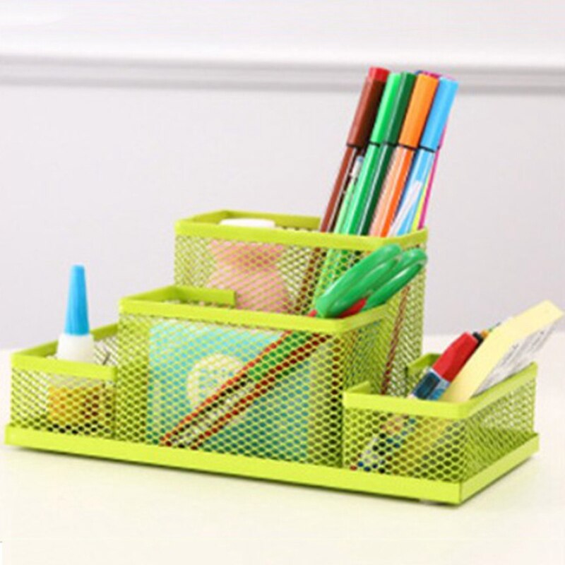 1PC Multifunctional Office Stationery Desk Organizer Mesh Collection Pen Holder Organizer Box For Birthday