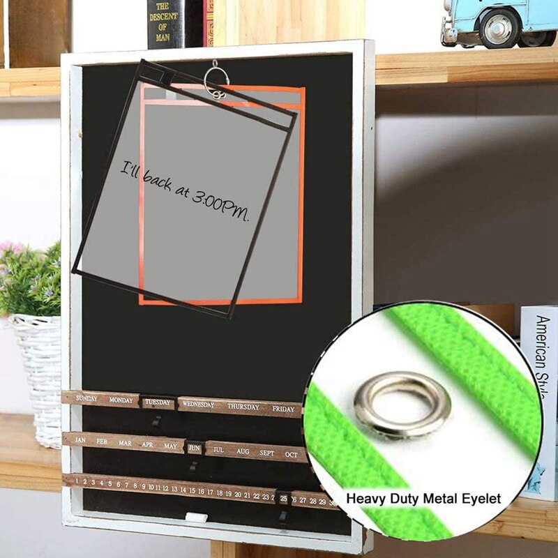 Dry Erase Pockets Sleeves, (10 Pack) A4 Paper Job Ticket Holders, Reusable Dry Erase Sheets for Classroom Worksheets