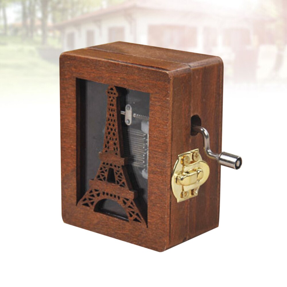 1pc boîte à musique mignon stylé Chic en bois boîte à musique mécanique boîte à musique en bois boîte à musique à manivelle boîte à musique