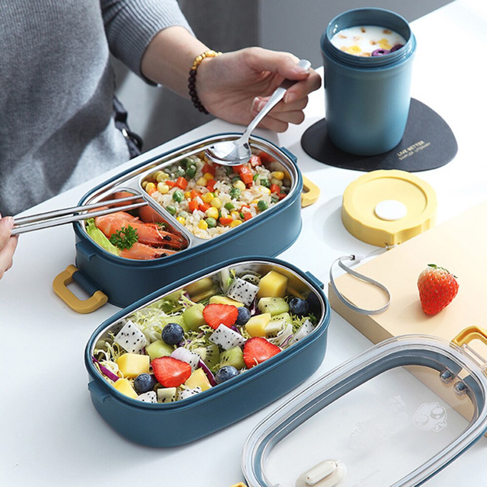 Stainless Steel Insulated Lunch Box Student School Multi-Layer Lunch Box Tableware Bento Food Container Storage Breakfast Boxes