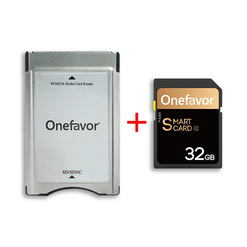 Onefavor-tarjeta de memoria SD de 90 MB/s para Mercedes Benz, lector de tarjetas PCMCIA de 32GB, 16GB, U3, SDHC, para MP3: 32GB and adapter