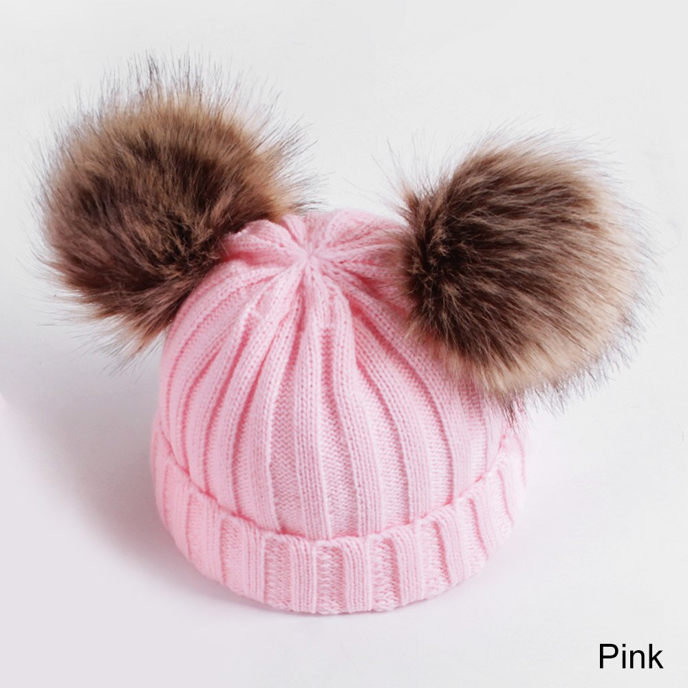 Reakids Winter Baby Meisjes Hoed Leuke Warme Solid Kinderen Pompom Hoed Gebreide Katoenen Muts Voor Kinderen