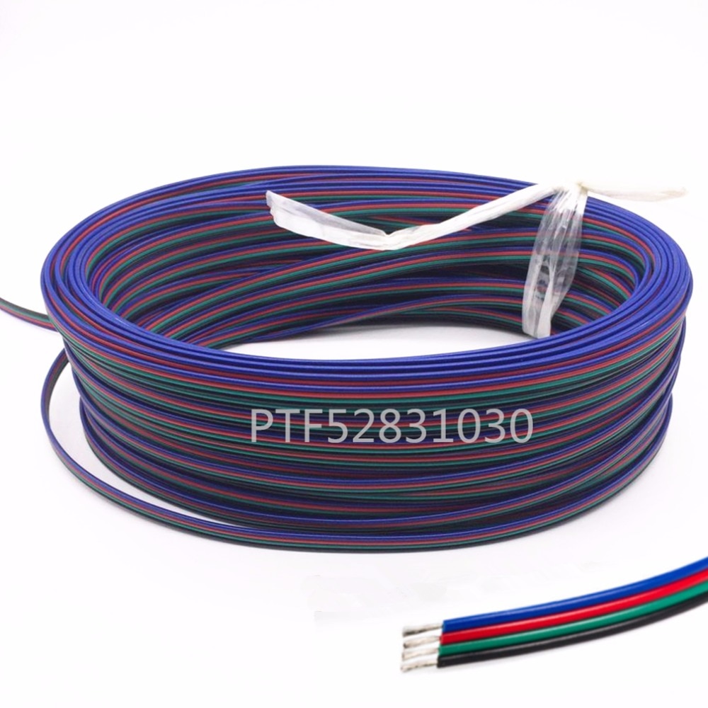 2 m 5 m 10 M 20 m 50 m 4 Pin Extension RGB + Zwarte Draad Connector kabel Voor DC5V Ws2801 Ws2812b DC12V 3528 5050 RGB LED Strip licht