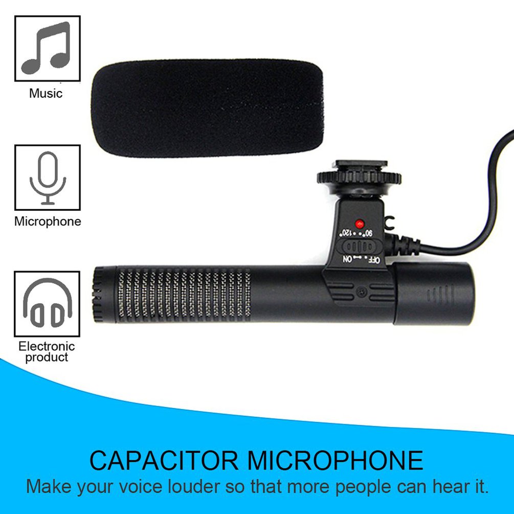 Camera Microphone Camera Condenser Interview Microphone 3.5Mm Recording Microphone Interview Mic for DSLR Camera Video DV