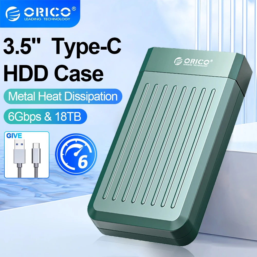 Orico Hdd Case 3.5 "Harde Schijf Behuizing Usb Type C Sata 6Gbps Voor Ssd Hdd Externe Harde Schijf Case Ondersteuning Uasp 18Tb