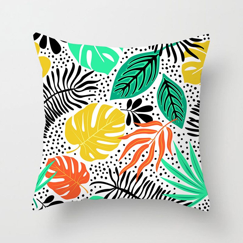 Kids Tropische Planten Palmblad Groene Bladeren Monstera Kussenhoezen Hibiscus Bloem Kussenhoes Decor Beige Linnen Kussensloop: 14