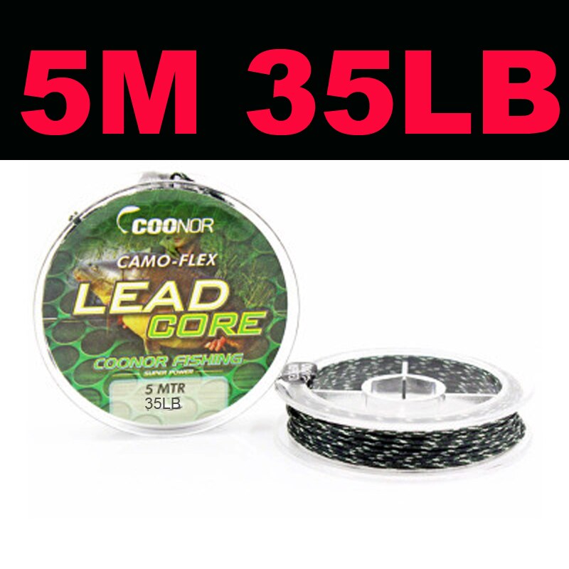 Sedal de pesca de plomo trenzado de 5m 35lb 45lb 55lb, Sedal líder de carpa, línea principal de pesca gruesa de carpa, aparejos de pesca: 35LB 5m green