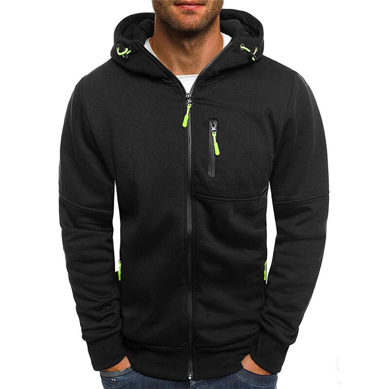 Skateboarding Hoodies Men Autumn Winter Hoodies Male Pocket Zipper Hooded Hoodies Streetwear Mens Skateboarding Clothing: black / M