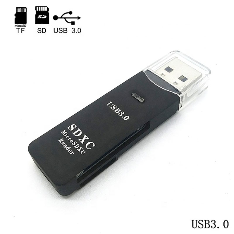 Oem 2 In 1 Usb 3.0 Multi Sd Tf Sdxc Micro Sdxc Geheugenkaart Reader Adapter Mini Super Speed 5gbps Kaartlezer Converter Voor Pc: black USB3.0