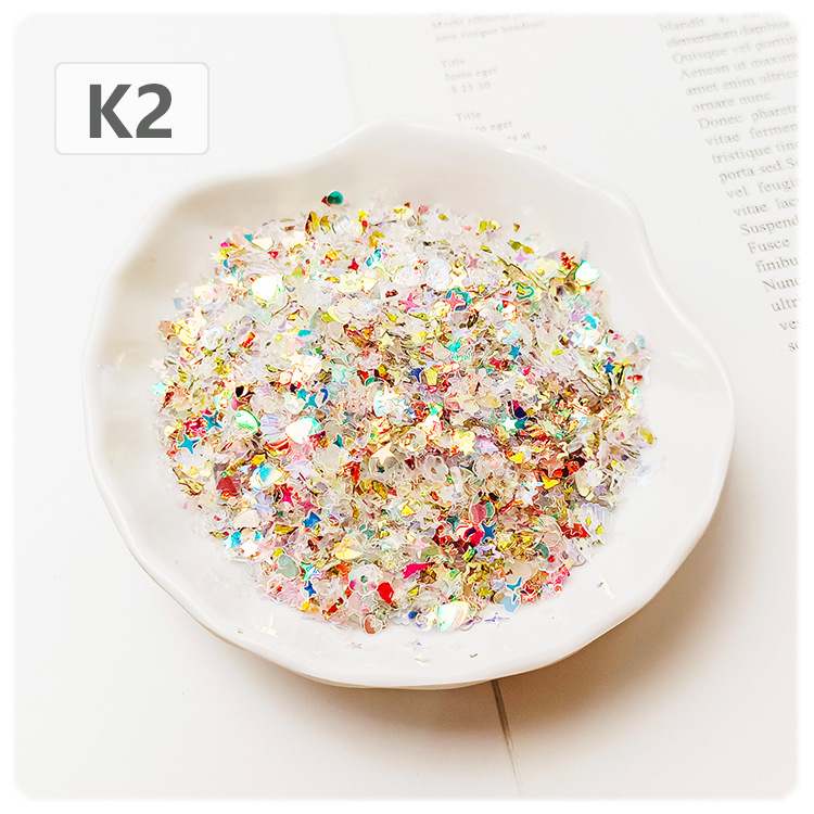 20g 3mm-8mm Sequins PVC Flat Five-pointed Star Heart Shell Mixed Loose Sequin Paillettes Sewing Craft DIY Scrapbooking: K2