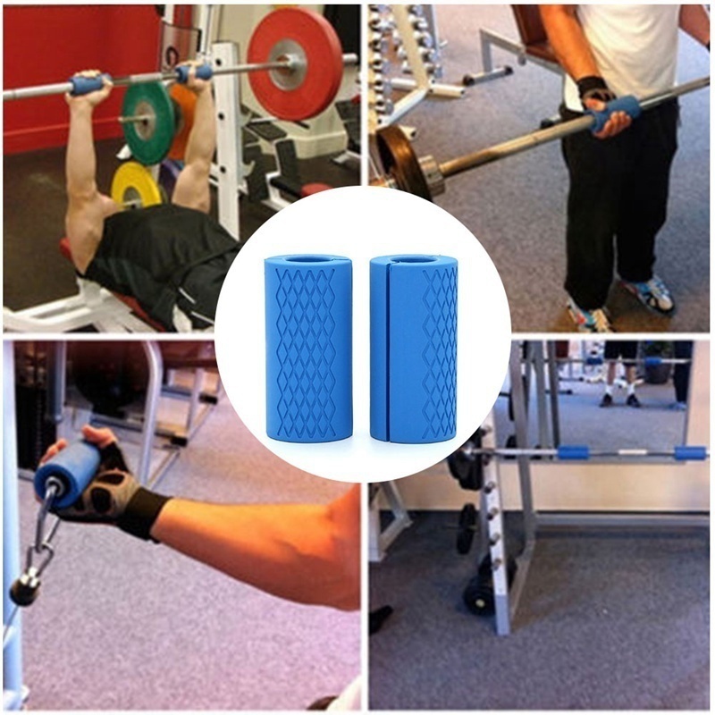 1 par de silicona pesa gruesa de barra de sacar de levantamiento de pesas de apoyo barra puños Anti-slip proteger Pad Fitness gordo agarre