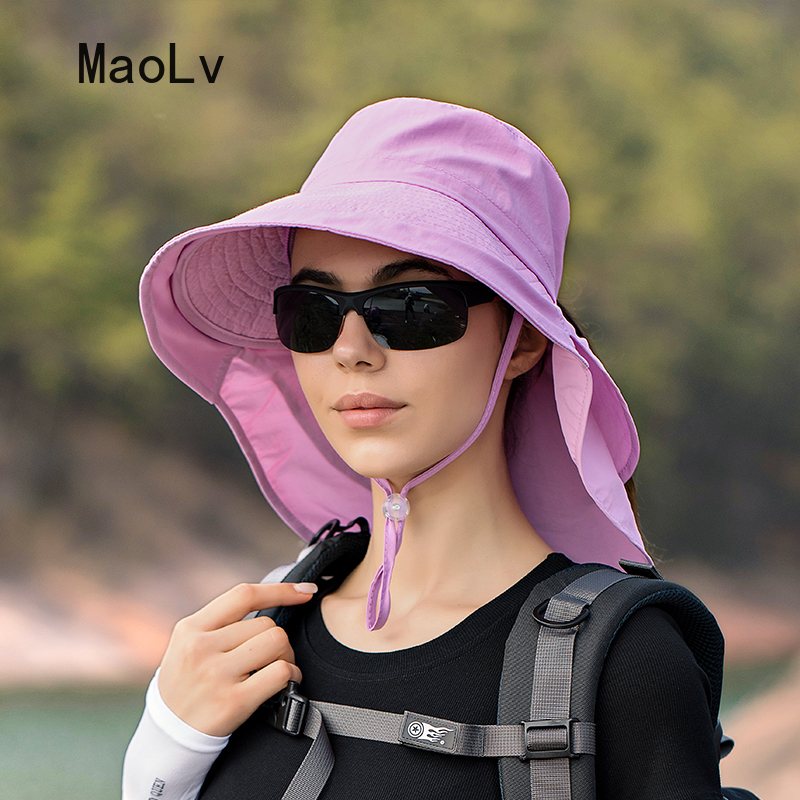 Sombrero de verano para mujer, protección UV para el cuello, visera para el sol para hombre, pesca, senderismo, chal de ala ancha, protector solar, gorra con cola de caballo undefin