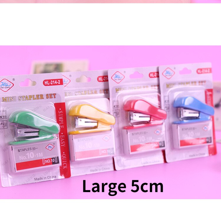 Cartoon Stapler Set Cute Mini Stapler 10# Staples Office Supplies Student Prizes Small: Large 5cm Red