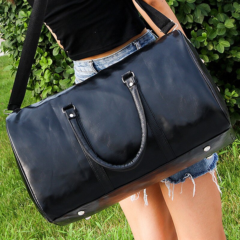 Portable Unisex Travel Bag Pu Leather Large Capacity Waterproof Luggage Bag Sports Fitness Handbag