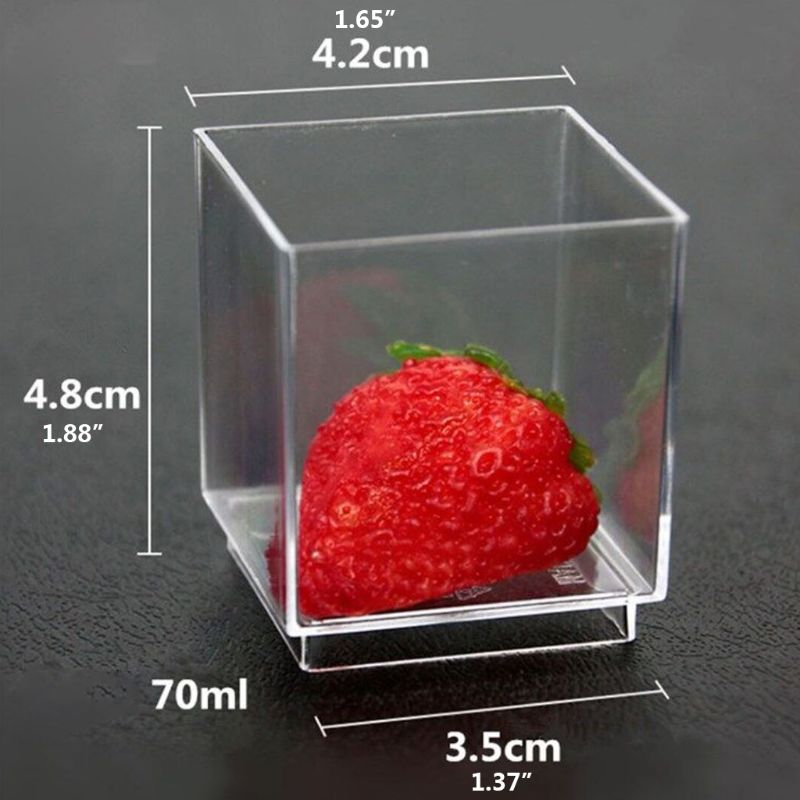 Vasos de postre de plástico transparente, Cuadrado Grado de comida, 10 paquetes, 2,3 oz