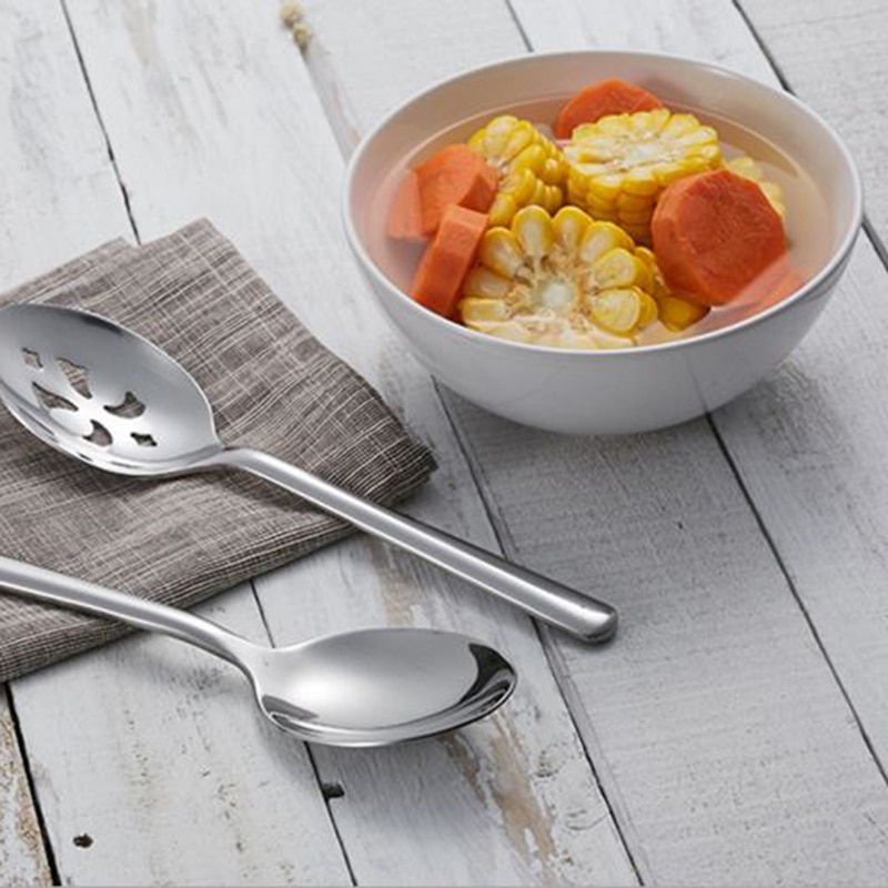 1PC Serving Spoon Set Slotted Skimmer Conlander Stainless Steel Durable Extra Fine Buffet Party Dinner Tableware