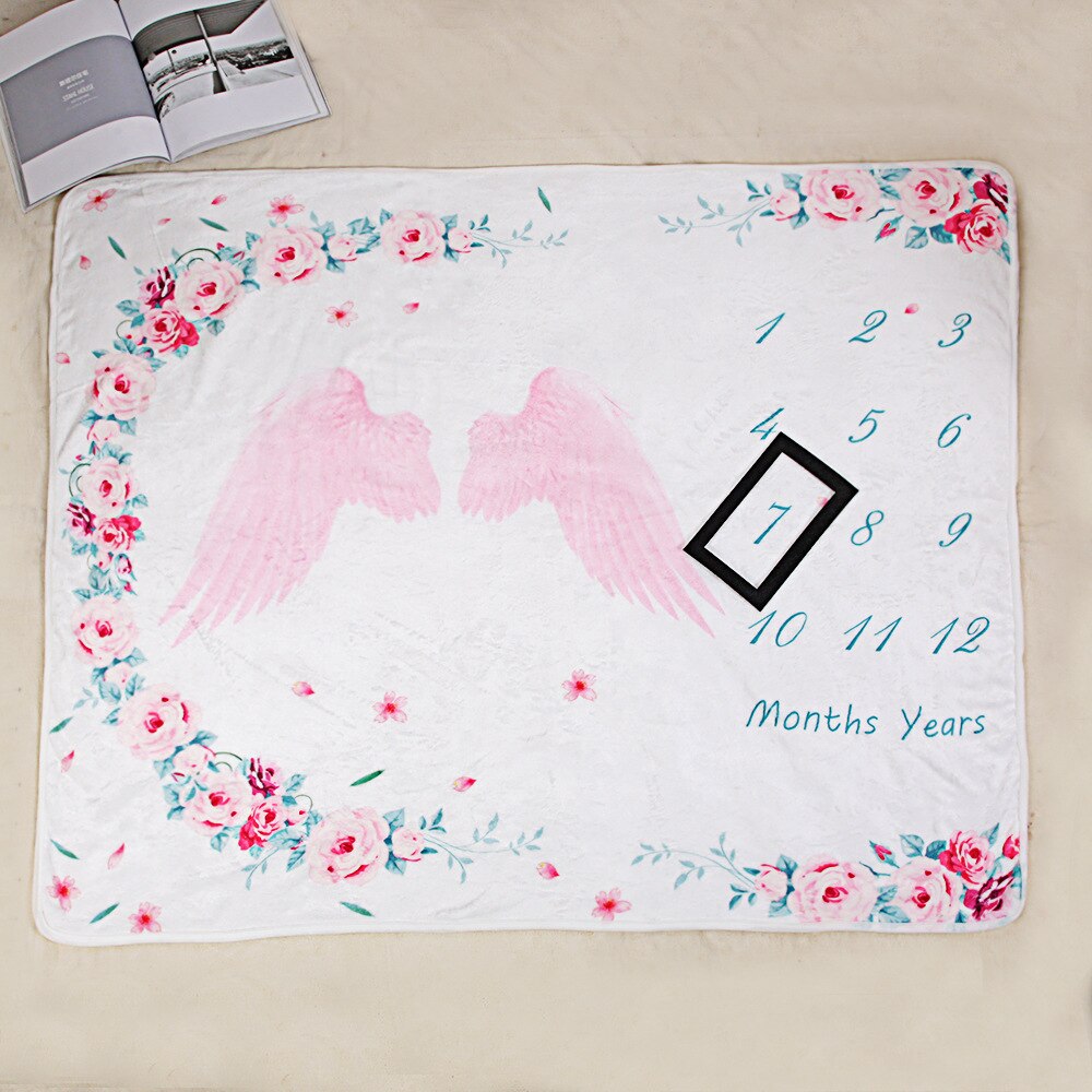 100x120cm Bambino Milestone Coperta Termica Morbido Pile Swaddle Passeggino Avvolge Neonato Floreale Fotografia Puntelli Sfondo di Panno