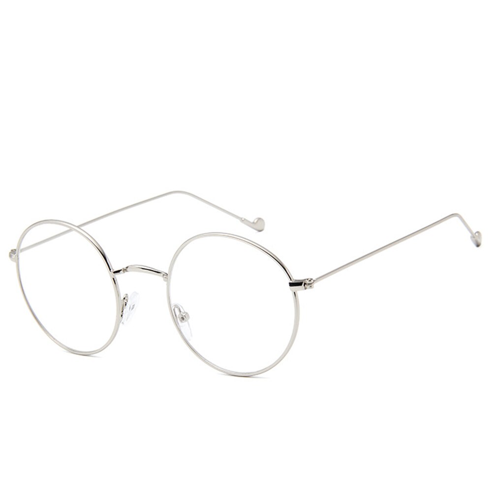 Metal Ladies Glasses Frame Round Transparent Lens Classic Retro Men Prescription Optical Glasses