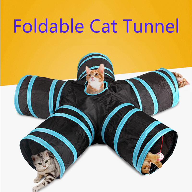 Heißer Faltbare Haustier Katze Tunnel Indoor Outdoor Pet Katze Ausbildung Spielzeug für Katze Kaninchen Tier Spielen Tunnel Rohr 2/ 3/4/5 löcher 14 Farben
