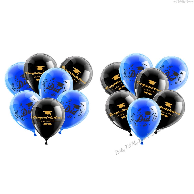 14 stk. lykønskningballoner guld sort latexballon med konfetti dimissionsfest dekoration tilbehør dimittend