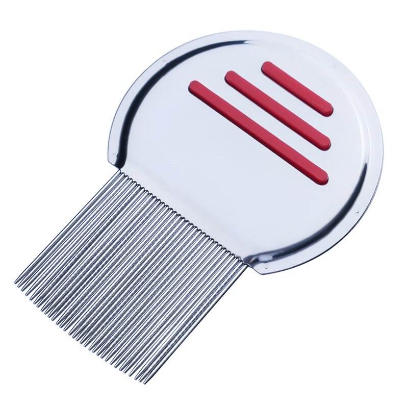 Stainless Steel Metal Teeth Head Lice Comb Remove Nits, Lice, and Fleas Comb for Pet Adults and Children Hair: Red
